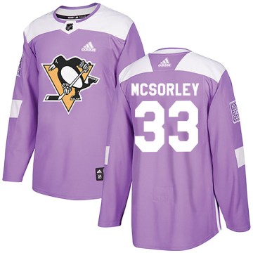 Authentic Adidas Youth Marty Mcsorley Pittsburgh Penguins Fights Cancer Practice Jersey - Purple