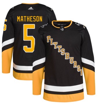 Authentic Adidas Youth Mike Matheson Pittsburgh Penguins 2021/22 Alternate Primegreen Pro Player Jersey - Black