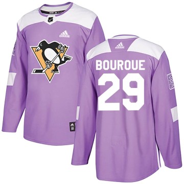 Authentic Adidas Youth Phil Bourque Pittsburgh Penguins Fights Cancer Practice Jersey - Purple
