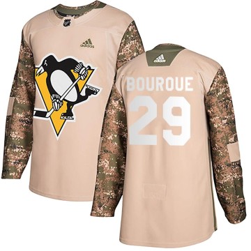 Authentic Adidas Youth Phil Bourque Pittsburgh Penguins Veterans Day Practice Jersey - Camo