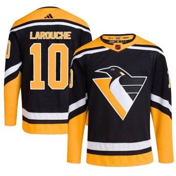 Authentic Adidas Youth Pierre Larouche Pittsburgh Penguins Reverse Retro 2.0 Jersey - Black