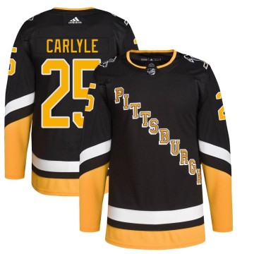 Authentic Adidas Youth Randy Carlyle Pittsburgh Penguins 2021/22 Alternate Primegreen Pro Player Jersey - Black