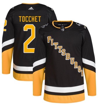 Authentic Adidas Youth Rick Tocchet Pittsburgh Penguins 2021/22 Alternate Primegreen Pro Player Jersey - Black