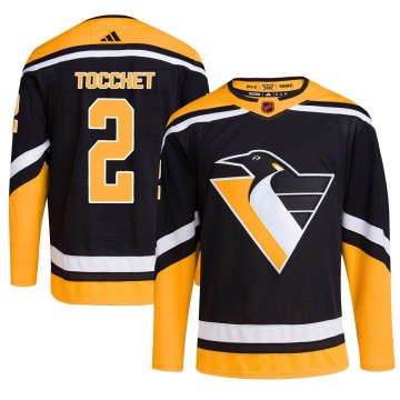 Authentic Adidas Youth Rick Tocchet Pittsburgh Penguins Reverse Retro 2.0 Jersey - Black