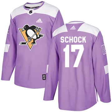 Authentic Adidas Youth Ron Schock Pittsburgh Penguins Fights Cancer Practice Jersey - Purple