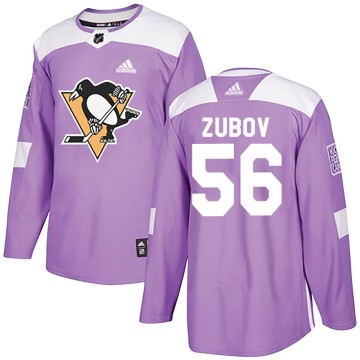 Authentic Adidas Youth Sergei Zubov Pittsburgh Penguins Fights Cancer Practice Jersey - Purple