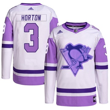 Authentic Adidas Youth Tim Horton Pittsburgh Penguins Hockey Fights Cancer Primegreen Jersey - White/Purple
