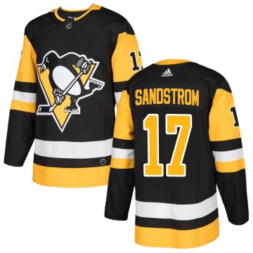 Authentic Adidas Youth Tomas Sandstrom Pittsburgh Penguins Home Jersey - Black