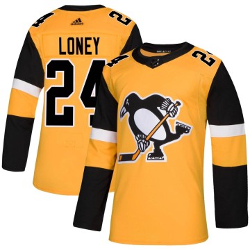 Authentic Adidas Youth Troy Loney Pittsburgh Penguins Alternate Jersey - Gold