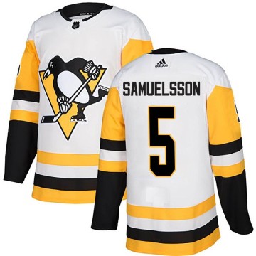 Authentic Adidas Youth Ulf Samuelsson Pittsburgh Penguins Away Jersey - White