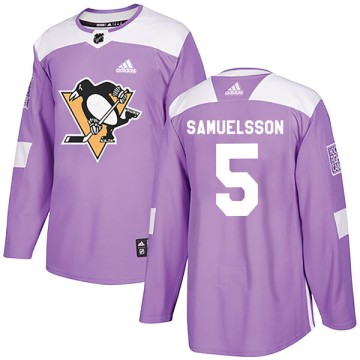 Authentic Adidas Youth Ulf Samuelsson Pittsburgh Penguins Fights Cancer Practice Jersey - Purple