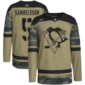 Authentic Adidas Youth Ulf Samuelsson Pittsburgh Penguins Military Appreciation Practice Jersey - Camo