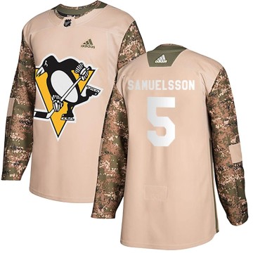 Authentic Adidas Youth Ulf Samuelsson Pittsburgh Penguins Veterans Day Practice Jersey - Camo