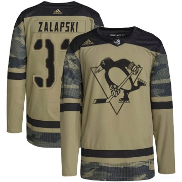 Authentic Adidas Youth Zarley Zalapski Pittsburgh Penguins Military Appreciation Practice Jersey - Camo