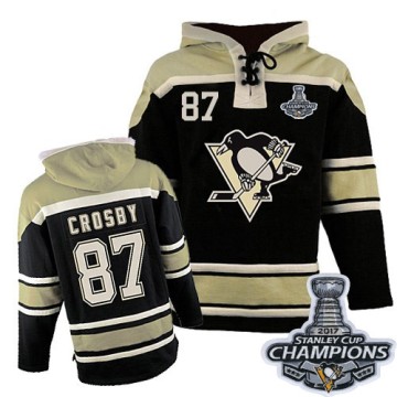 Authentic Youth Sidney Crosby Pittsburgh Penguins Old Time Hockey Sawyer Hooded Sweatshirt 2016 Stanley Cup Champions - Black