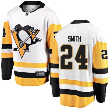 Breakaway Fanatics Branded Men's Ty Smith Pittsburgh Penguins Away Jersey - White