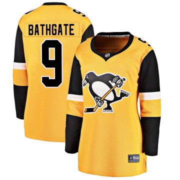 Breakaway Fanatics Branded Women's Andy Bathgate Pittsburgh Penguins Alternate Jersey - Gold