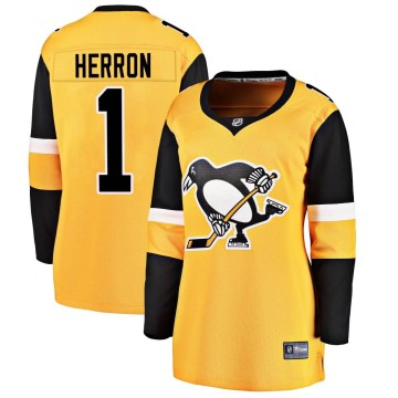 Breakaway Fanatics Branded Women's Denis Herron Pittsburgh Penguins Alternate Jersey - Gold