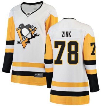 Breakaway Fanatics Branded Women's Dylan Zink Pittsburgh Penguins Away Jersey - White