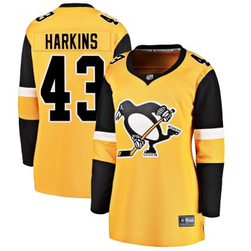 Breakaway Fanatics Branded Women's Jansen Harkins Pittsburgh Penguins Alternate Jersey - Gold