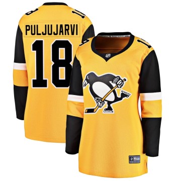 Breakaway Fanatics Branded Women's Jesse Puljujarvi Pittsburgh Penguins Alternate Jersey - Gold