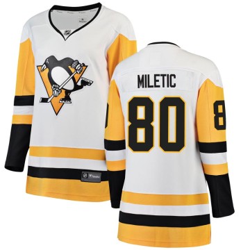 Breakaway Fanatics Branded Women's Sam Miletic Pittsburgh Penguins Away Jersey - White