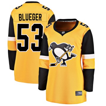 Breakaway Fanatics Branded Women's Teddy Blueger Pittsburgh Penguins Gold Alternate Jersey - Blue
