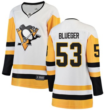 Breakaway Fanatics Branded Women's Teddy Blueger Pittsburgh Penguins White Away Jersey - Blue