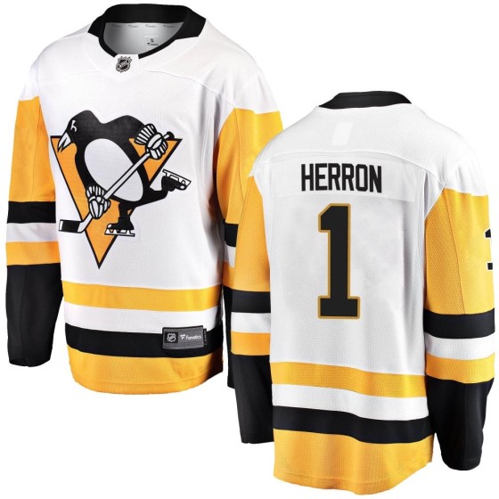 Breakaway Fanatics Branded Youth Denis Herron Pittsburgh Penguins Away Jersey - White