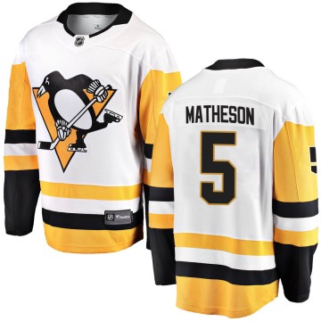 Breakaway Fanatics Branded Youth Mike Matheson Pittsburgh Penguins Away Jersey - White