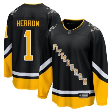 Premier Fanatics Branded Men's Denis Herron Pittsburgh Penguins 2021/22 Alternate Breakaway Player Jersey - Black