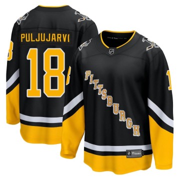 Premier Fanatics Branded Men's Jesse Puljujarvi Pittsburgh Penguins 2021/22 Alternate Breakaway Player Jersey - Black