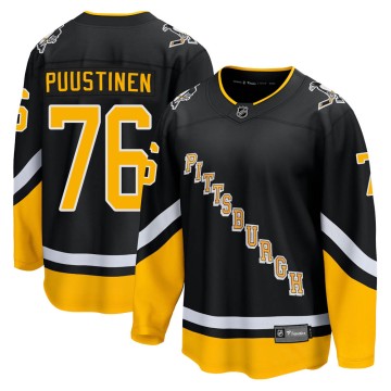 Premier Fanatics Branded Men's Valtteri Puustinen Pittsburgh Penguins 2021/22 Alternate Breakaway Player Jersey - Black