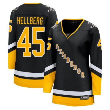 Premier Fanatics Branded Women's Magnus Hellberg Pittsburgh Penguins 2021/22 Alternate Breakaway Player Jersey - Black